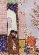 Sultan Muhmud of Ghazni depicted as a young Safavid prince visiting a hermit